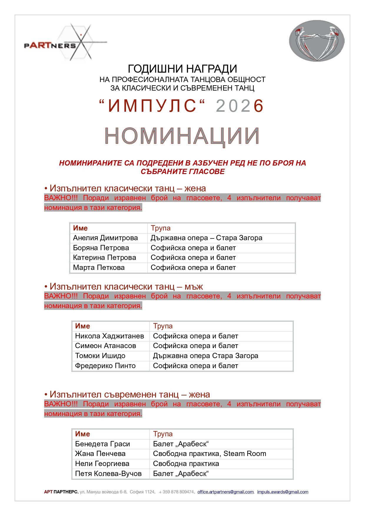 ПЕТ НОМИНАЦИИ ЗА ДЪРЖАВНА ОПЕРА – СТАРА ЗАГОРА НА „ИМПУЛС 2026“